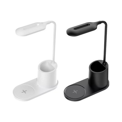 Foldable LED Desk Wireless Charger Lamp with Pen Container
