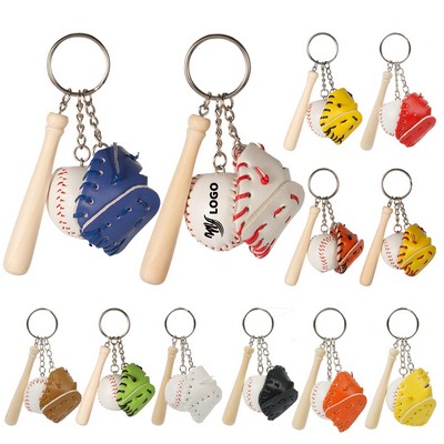 Baseball Bat Glove Set Keychain