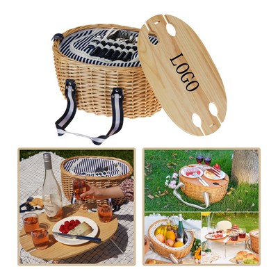 Park Deluxe Willow Picnic Basket Set for Four