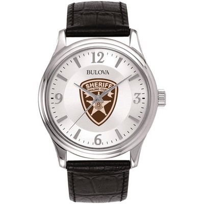 Bulova Men's Black Leather Strap Watch