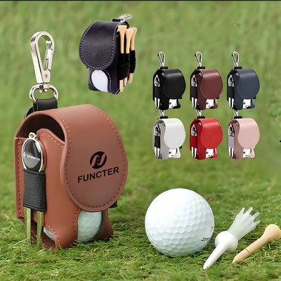 PU Leather Golf Ball Pouch