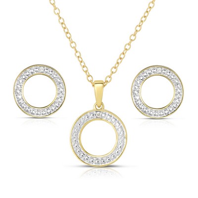 Jilco Inc Diamond Geometric Earring & Necklace Set - Yellow Gold