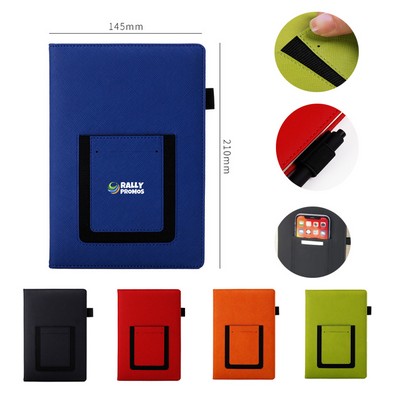 A5 PU Leather Business Notebook With Phone Holder