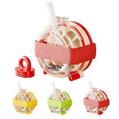 Portable Spherical Ice Mold Bottle with Straw