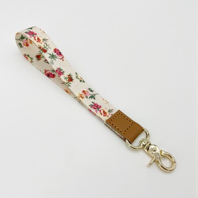 Floral Leather Buckle Lanyard Short