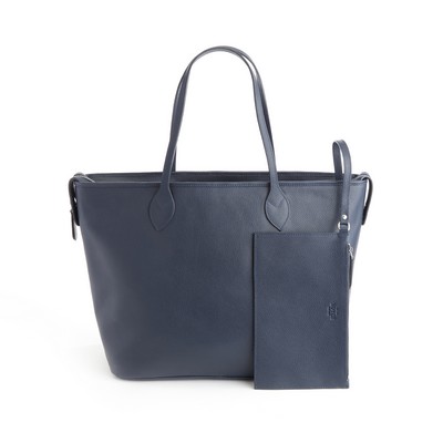 Pebbled Grain Wide Tote Bag with Wristlet