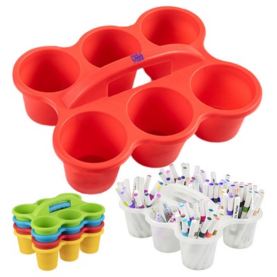 Plastic Storage Caddy Organizer with Handle for Classroom Supplies Art Materials or Drink Delivery