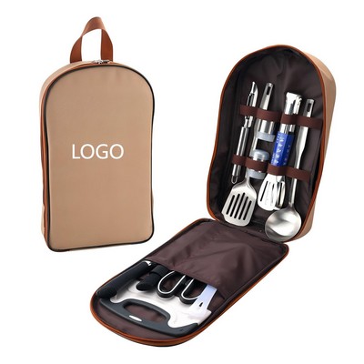 Portable 7-Piece Stainless Steel Outdoor Kitchen Utensil Set with Carrying Case