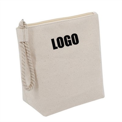 12 OZ Eco Friendly Cotton Canvas Versatile Cosmitic Bag With Handle