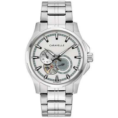 Caravelle Men's Dress Stainless Steel Bracelet Watch Silver-White Dial
