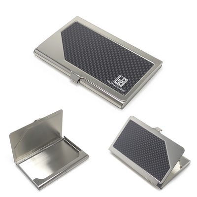 Stainless Steel PU Leather Business Card Holder
