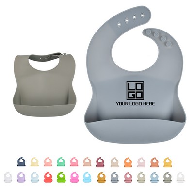 Baby Soft Silicone Bib Waterproof Auxiliary Rice Pocket for Babies