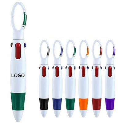 Four-color Mountaineering Buckle Ballpoint Pen With Lanyard