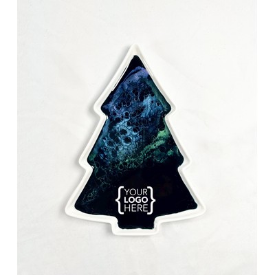 Christmas Tree Shaped Ceramic Tray Northern Lights
