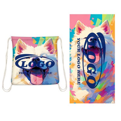 Convertible Beach Towel & Drawstring Storage Bag