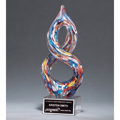 Helix Multi-Colored Art Glass on Clear Base, 10"H