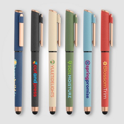 York Recycled Plastic Bronze Trim Stylus Gel Pen - Full-Color Inkjet