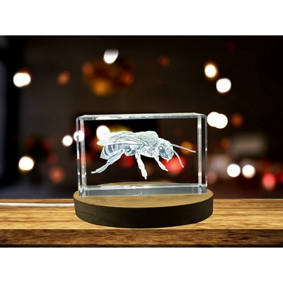 Squash Bee 3D Engraved Crystal Award - Gift for Nature Enthusiasts