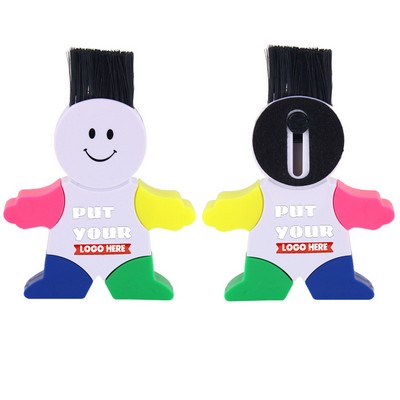 Dual-Function Man-Shaped Highlighter with Cleaning Brush