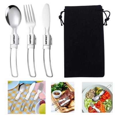 Portable Stainless Steel Foldable Cutlery Flatware Set
