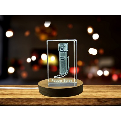 3D Crystal Engraved Pepper Spray Trophy Award w/LED Base Light