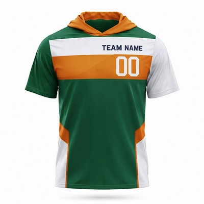 Sublimated Silk Feel Short Sleeve Hooded T-Shirt 180 GSM