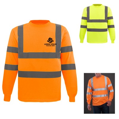 Apparel Men's Tall Hi-Vis Class 3 Performance Round Neck Long Sleeve Shirt