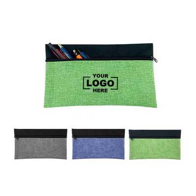 Two-tone Heathered Zippered Pencil Case