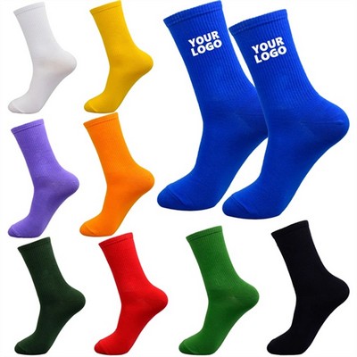 Jacquard Knit Cotton Crew Socks