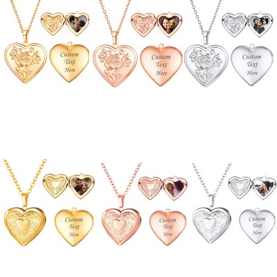 Women Locket Necklace Platinum 18K Gold Photo Personalized Gift