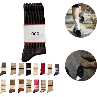 Natural 98% Cotton Crew Socks Seamless Breathable Cozy Fall Winter