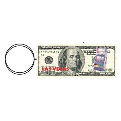 Vegas Slot Machine On $100 Key Chain w/Clear Mirror Back (3")