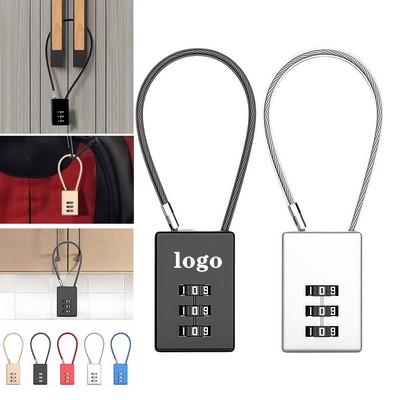 3-Digit Cable Combination Lock For Travel And Luggage