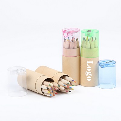 12-Color Pencil Set with Built-In Sharpener, 1.4"Diameter x 4"Height
