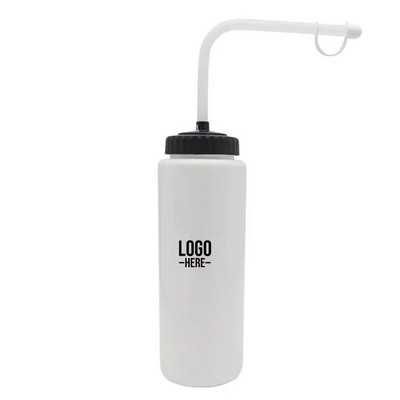 Hockey Water Bottle with Long Straw