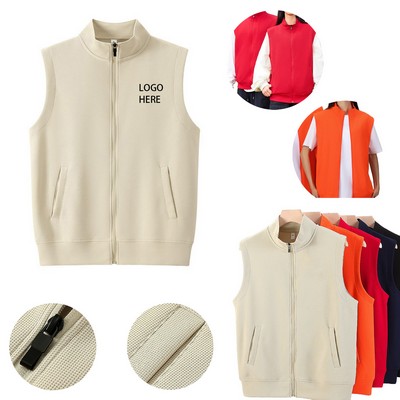 Fleece Vest Lightweight Warm Sleeveless Zip Jacket with Pockets
