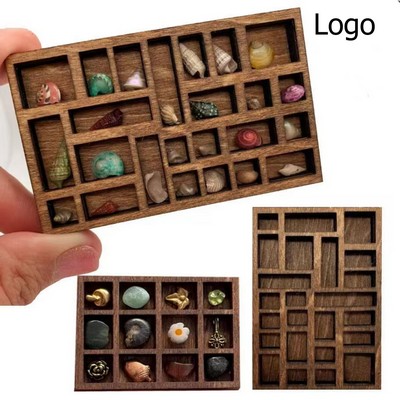 Miniature Trinket Shelf Pocket Sized Wooden Crystal Box Jewelry Holder