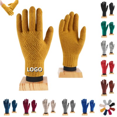 Elastic Knitted Fleece Touchscreen Gloves