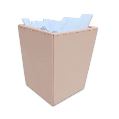 Burgundy Bonded Leather Waste Basket, 14 Qt
