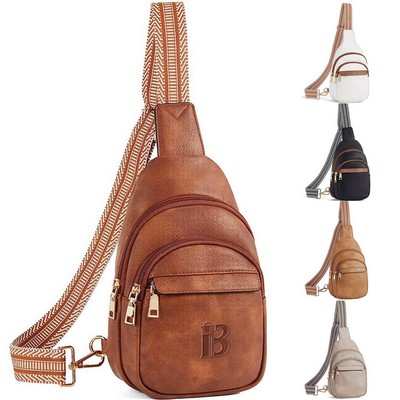 Adjustable Strap PU Leather Crossbody Chest Bag daily