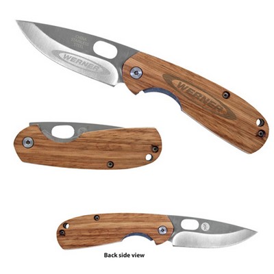 Compact Liner Lock Wood Handle Pocket Knife