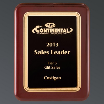 Rosewood Piano Finish Rounded Corners, Textured Black Brass/Florentine, Large (9"x12")