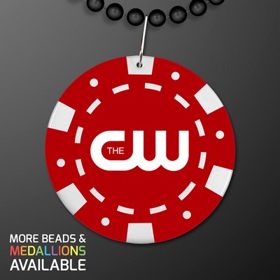 Custom Black Poker Chip Medallion with Beads - BLANK