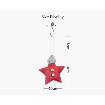 Christmas Knitted Hat Star Mini Ornament Creative Red Five Pointed Tree Hanging Decor