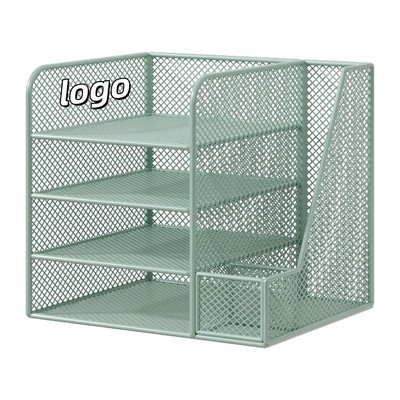 Multi-Tier Desk Organizer for Office File Storage and Book Display