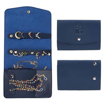 Portable PU Leather Travel Jewelry Roll Organizer