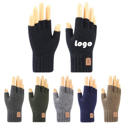 Winter Half-Finger Knit Gloves