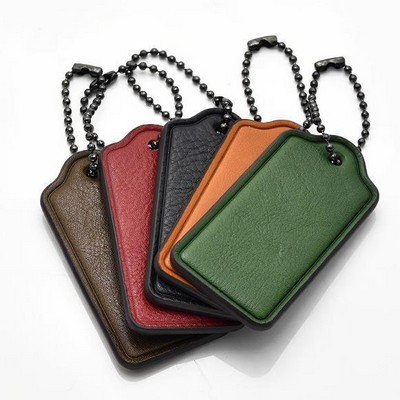 Big Size PU Leather Keychain Tag with Metal Ball Chain