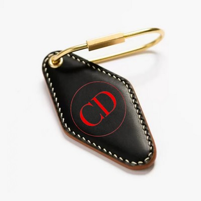 Vintage Rhombus Leather Keychain