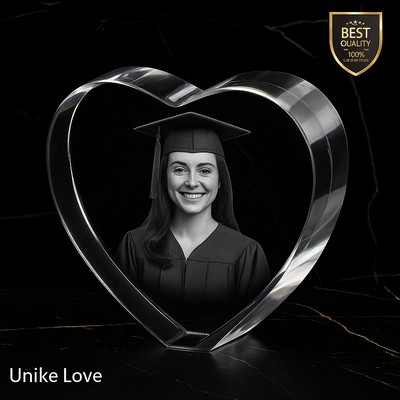 3D Laser Heart Photo Crystal – Graduation Keepsake Gift